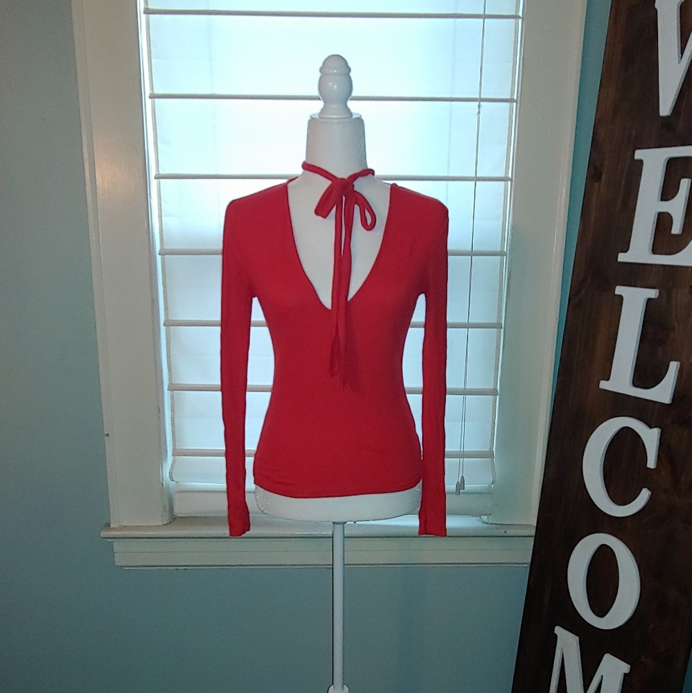 Express bright red long-sleeve shirt